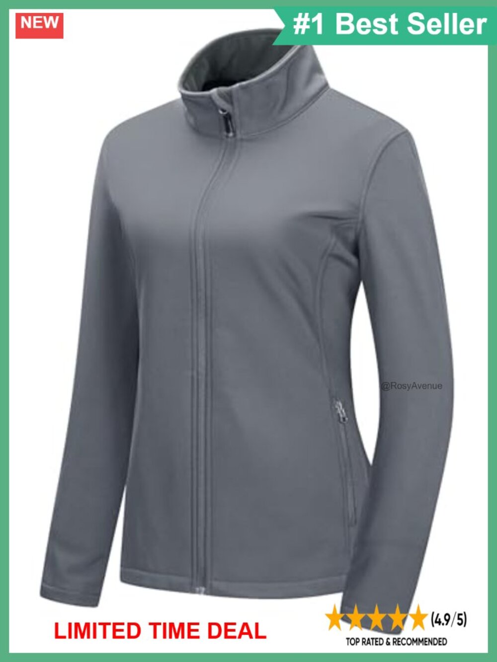 Women's Waterproof Softshell Jacket Fleece Lined Lightweight Windproof Coat